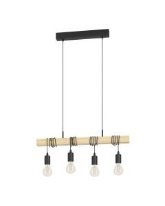 Eglo Lighting - Townshend - 32916 - Black Wood 4 Light Bar Ceiling Pendant Light