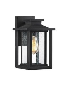 Quoizel Lighting - Wakefield - QZ-WAKEFIELD-S-TBK - Black Clear Seeded Glass IP44 Outdoor Wall Light