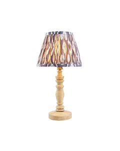 Endon Lighting - Bibury & Ikat 20cm - 114292 - Ash Wood Aged Brass Grey Table Lamp With Shade