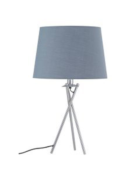 Tripod Table Lamp with Grey Cotton Fabric Shade