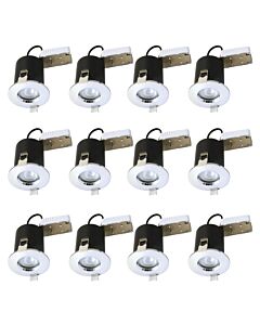 Set of 12 Fire Rated Downlights - Chrome Fixed Recessed Downlight