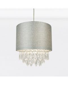 Sparkle Grey Faux Silk Jewelled Easy Fit Light Shade