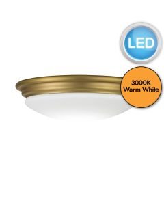 Elstead Lighting - Brompton - BATH-BROMPTON-F-BB - LED Brushed Brass Opal Glass IP44 Bathroom Ceiling Flush Light