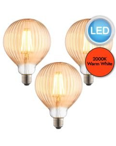 Endon Lighting - Set of 3 Ribb - 80179 - LED E27 ES - Filament Light Bulbs - 125mm dia