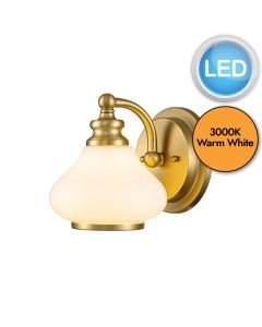 Hinkley Lighting - Ainsley - HK-AINSLEY1-BATH-BB - LED Brushed Brass Opal Glass IP44 Bathroom Wall Light