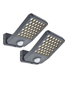 Set of 2 Atlantis - LED Dark Grey Clear IP54 Medium Outdoor Sensor Floodlights