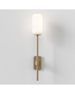 Astro Lighting - Tacoma Single Grande 1429009 & 5036009 - IP44 Antique Brass Wall Light with Opal Reed Glass Shade