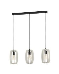 Eglo Lighting - Bajazzara - 900503 - Black Grey Wood 3 Light Bar Ceiling Pendant Light