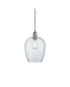 Connaught - Nickel Clear Hammered Glass 21cm Dia Ceiling Pendant Light