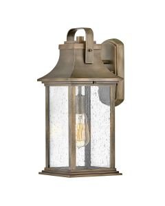 Quintiesse - Grant - QN-GRANT-M-BU - Brass Clear Seeded Glass IP44 Outdoor Wall Light