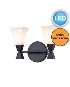 Elstead Lighting - Bowtie - BOWTIE-2-MB - LED Black Opal Glass 2 Light IP44 Bathroom Wall Light