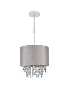 Silver Grey 250mm Ceiling Adjustable Flush Shade with Silver Inner and Clear Droplets