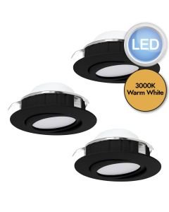 Eglo Lighting - Set of 3 Pineda - 900749 - LED Black Recessed Ceiling Downlights
