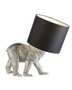 Endon Lighting - Barack Bear - 106788 - Vintage Silver Black Table Lamp With Shade