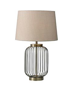 Nicholas - 57cm Antique Brass Table Lamp with Natural Fabric Shade