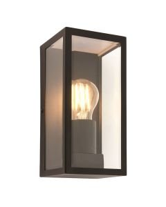 Endon Lighting - Oxford - 80600 - Black Clear Glass IP44 Outdoor Half Lantern Wall Light