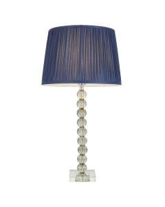 Endon Lighting - Adelie - 100351 - Green Tint Crystal Glass Nickel Midnight Blue Table Lamp With Shade