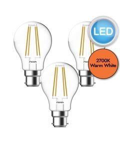 3 x 6.8W LED B22 Filament Light Bulbs - Warm White