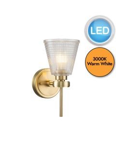 Elstead Lighting - Gunnislake - BATH-GUNNIS1-BB - LED Brushed Brass Clear Glass IP44 Bathroom Wall Light