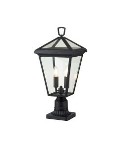 Quintiesse - Alford Place - QN-ALFORD-PLACE3-M-MB - Black Clear Glass 2 Light IP44 Outdoor Post Light