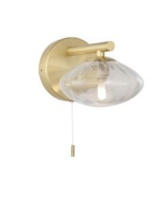 Doge - Brass & Clear Glass IP44 Pull Cord Bathroom Wall Light