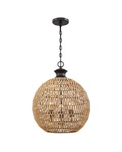 Quoizel Lighting - Casablanca - QZ-CASABLANCA-3P-PBZ - Palladian Bronze Natural Paper String 3 Light Ceiling Pendant Light