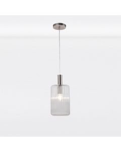 Clear and Brushed Chrome Fluted Glass Design Pendant Fitting