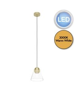 Eglo Lighting - Cerasella - 99628 - LED Brushed Brass Clear Glass Ceiling Pendant Light