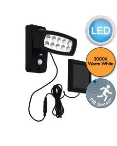 Eglo Lighting - Palizzi - 98187 - LED Black Clear IP44 Solar Outdoor Sensor Floodlight