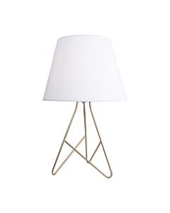 Tripod - Gold 42cm Table Lamp With White Fabric Shade