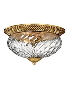 Hinkley Lighting - Plantation - HK-PLANTATION-FL-BB - Brass Clear Glass 3 Light Flush Ceiling Light
