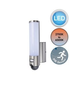 Lutec Connect - Elara - 5267106001 - LED Stainless Steel Opal IP44 Outdoor Sensor and Video Wall Light
