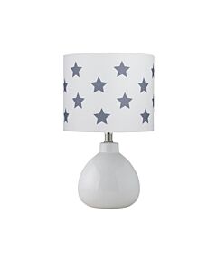 Tuscan - White Ceramic Lamp with White & Grey Stars  Shade