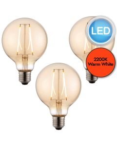 Endon Lighting - Set of 3 Globe - 77109 - LED E27 ES - Filament Light Bulbs - 95mm dia
