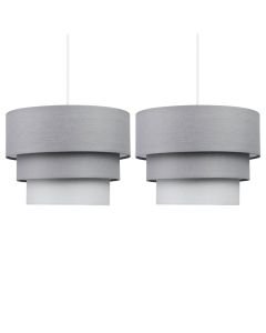 Pair of Grey Ombre 3 Tier Ceiling Light Shades