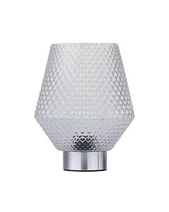 Porter - Battery Operated Chrome Lamp with Clear Textured Glass