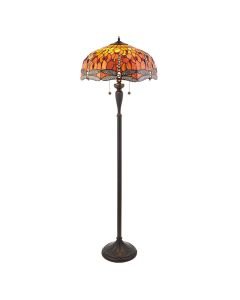 Interiors 1900 - Dragonfly - 64070 - Dark Bronze Tiffany Glass 2 Light Floor Lamp