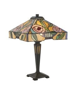 Interiors 1900 - Willow - 64387 - Dark Bronze Tiffany Glass 2 Light Table Lamp
