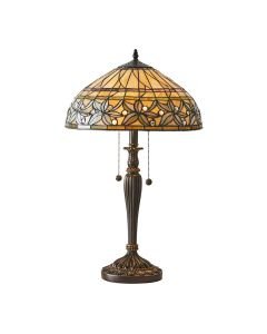 Interiors 1900 - Ashtead - 63916 - Dark Bronze Tiffany Glass 2 Light Table Lamp