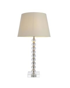 Endon Lighting - Adelie - 98361 - Nickel Clear Crystal Glass Ivory Table Lamp With Shade