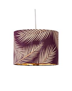 Tropica - Burgundy Gold Embossed Leaf Detail 25cm Pendant Lamp Shade