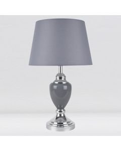 Chrome and Grey Urn Table Lamp with Grey Shade
