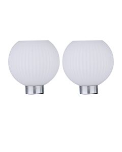 Set of 2 Betchley - Battery Operated Chrome Lamp with White Glass