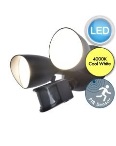 Lutec - Shrimp - 7622222012 - LED Black Clear 2 Light IP54 Outdoor Sensor Floodlight