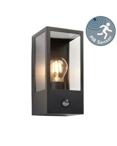 Endon Lighting - Oxford - 94995 - Black Clear Glass IP44 Outdoor Sensor Wall Light
