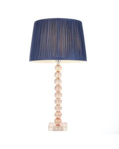 Endon Lighting - Adelie - 100363 - Blush Crystal Glass Nickel Midnight Blue Table Lamp With Shade
