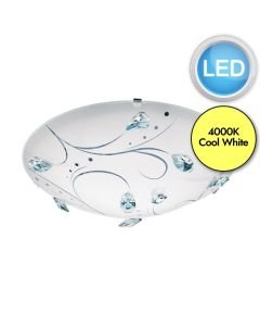 Eglo Lighting - Sorrenta 1 - 95689 - LED White Clear Glass 3 Light Flush Ceiling Light