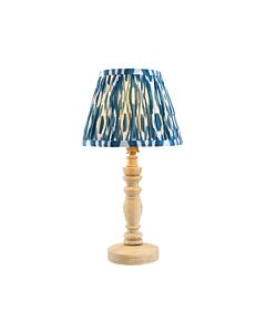 Endon Lighting - Bibury & Ikat 20cm - 114293 - Ash Wood Aged Brass Blue Table Lamp With Shade