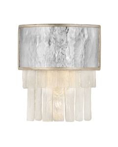Quintiesse - Reverie - QN-REVERIE2-CPG - Hammered Stainless Steel Champagne Gold Frosted Crystal Glass 2 Light Wall Washer Light