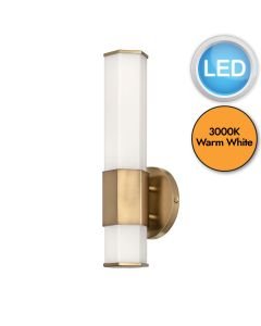 Quintiesse - Facet - QN-FACET-LED1-HB-BATH - LED Heritage Brass Opal Glass IP44 Bathroom Wall Light